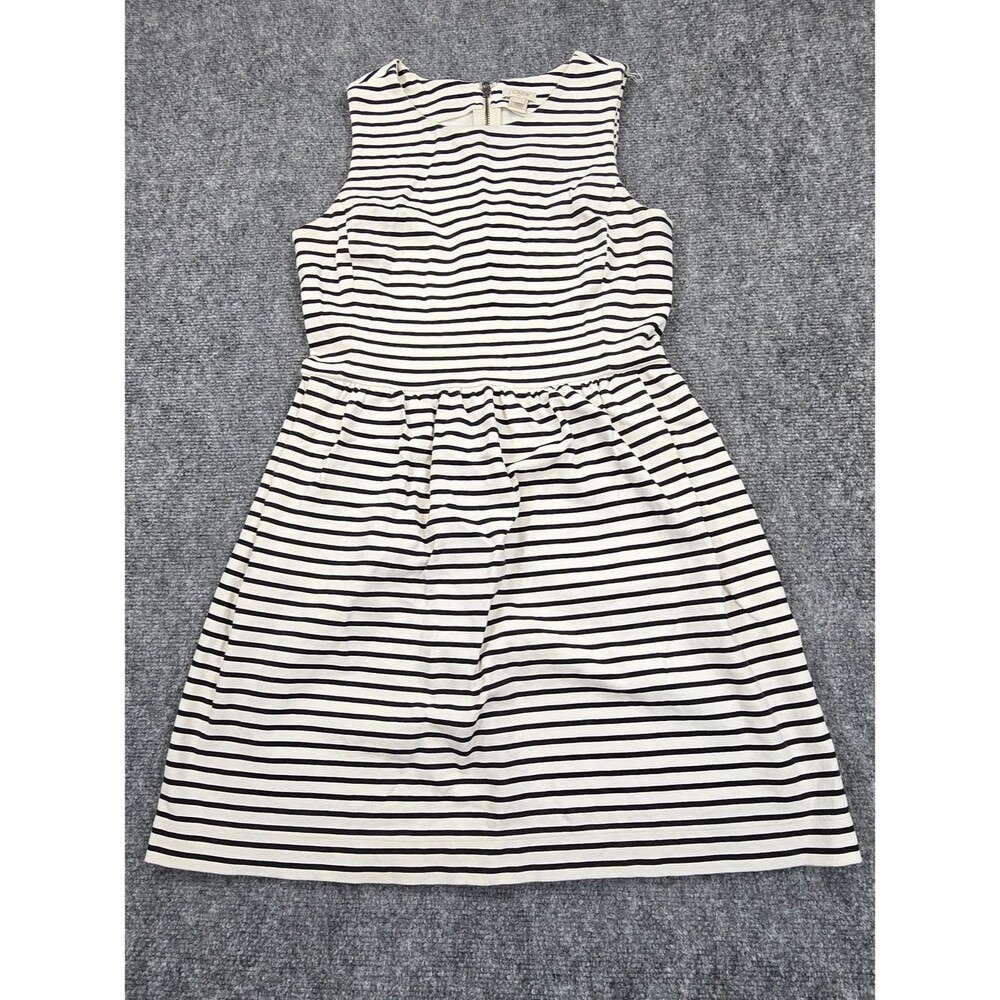 J.Crew Womens XS Black White Striped Fit & Flare Dress Sleeveless A-Line